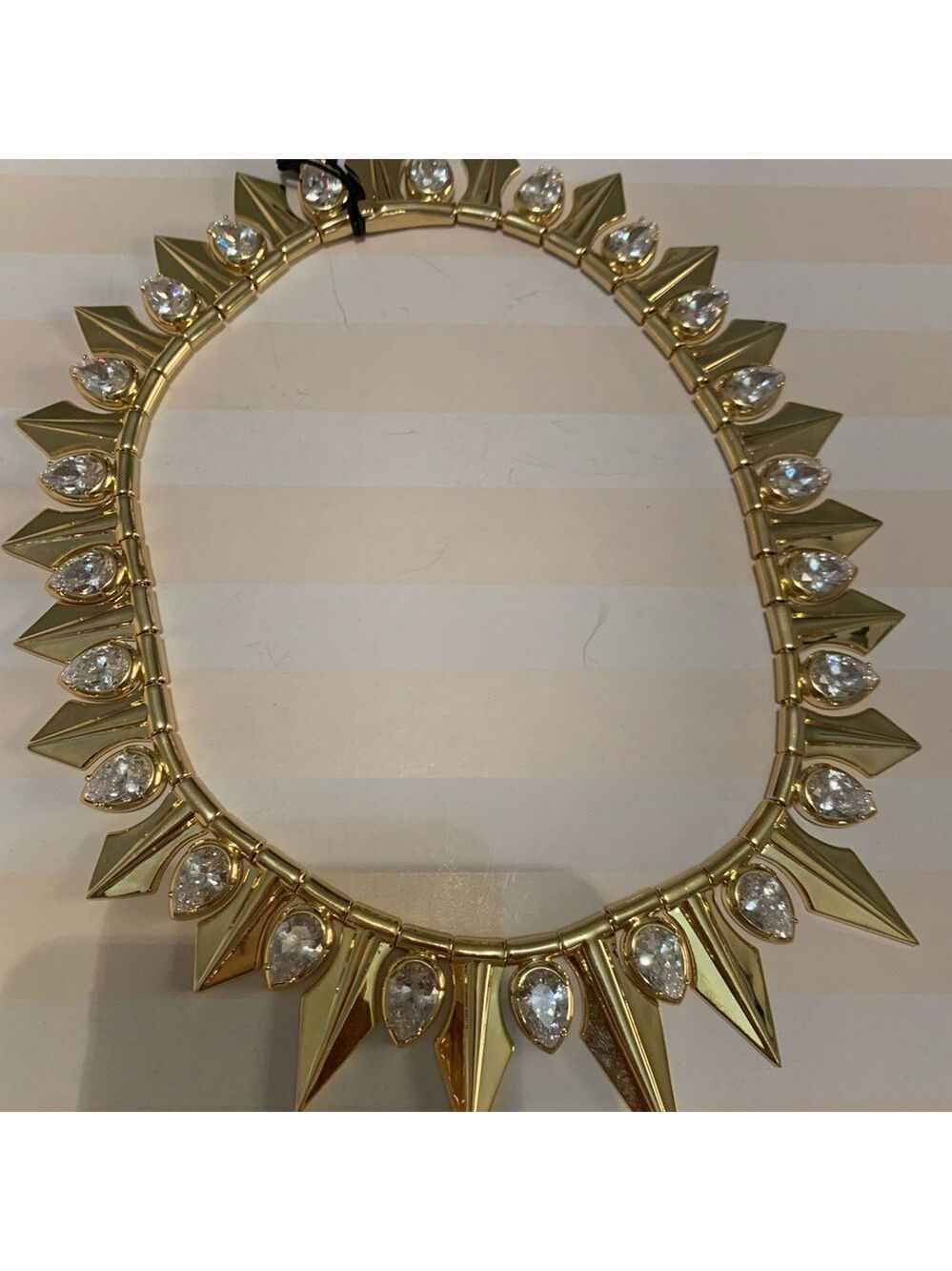 nOir Jewelry Gold and Silver Spiked Statement Necklace